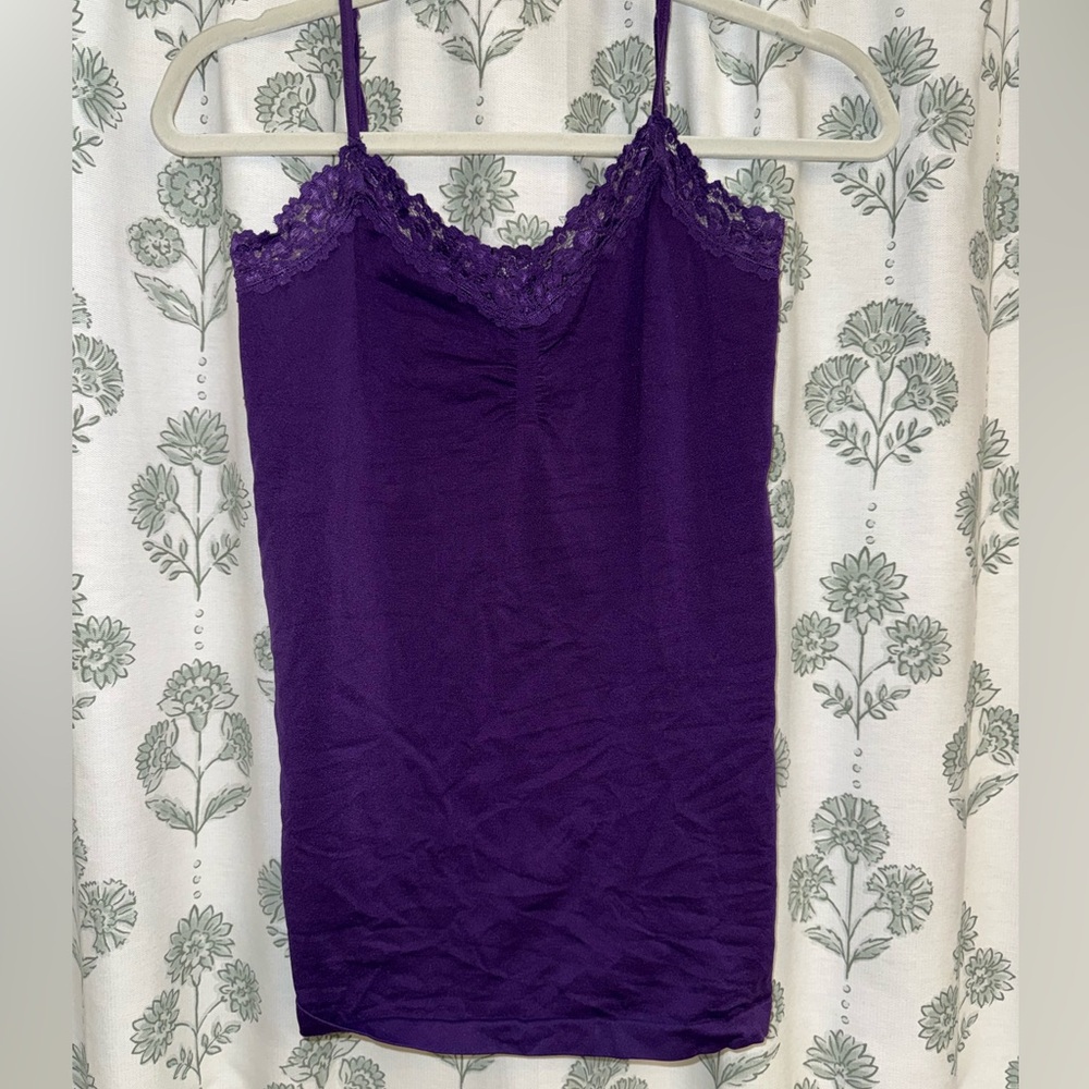 Purple Lace Trim Cami Tank Top